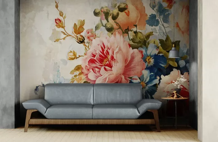 Fototapete: Vintage Ziedu Buķete Ar Peoniju 